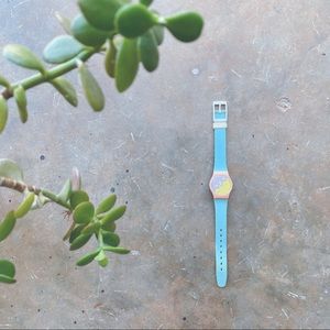 vintage swatch swiss mint and salmon